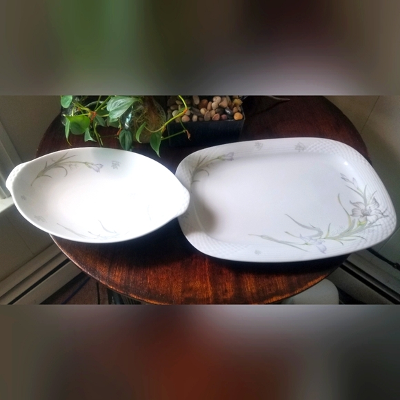 Vintage China Pearl Fine China Daffodil Serving Platter & Bowl - Picture 2 of 8
